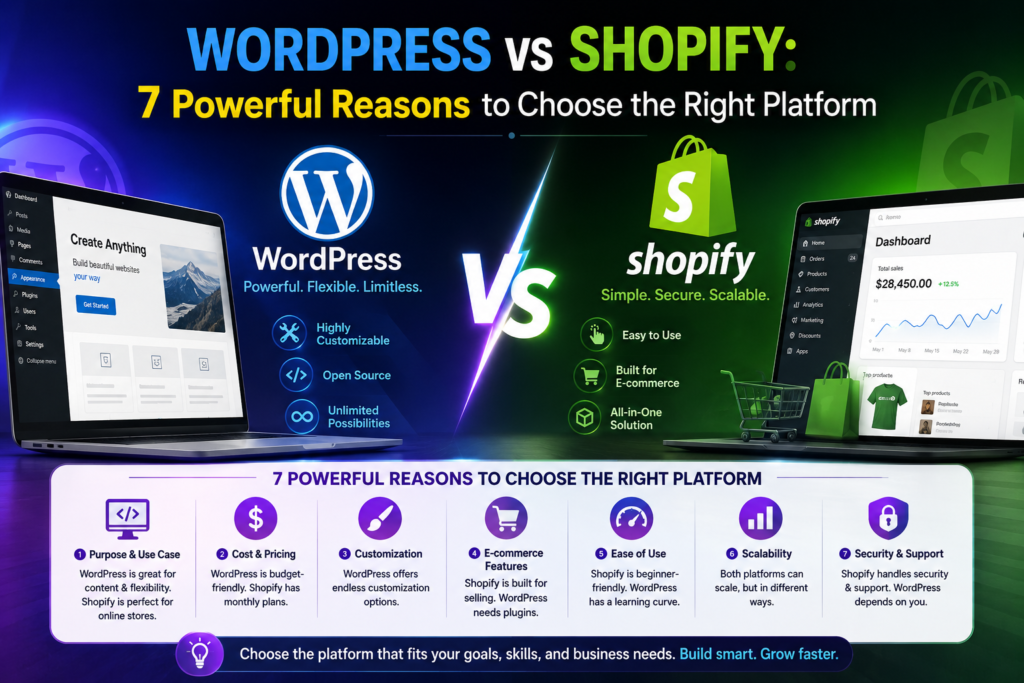 WordPress vs Shopify: 7 Powerful Reasons to Choose the Right Platform for Your Business in 2026
